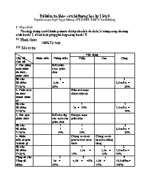 Đề kiểm tra khảo sát chất lượng học kỳ I lớp 8 môn Toán